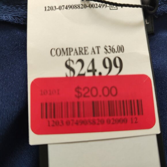 New Women's Adrianna Papell Navy 3/4 Sleeve Swiss Dot w/Lace Blouse Size L - Picture 4 of 4